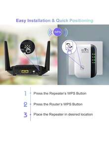 Extensor WiFi, extensores WiFi, Aumente la señal de su WiFi hasta 300Mbps - Repetidor Inalámbrico de Largo Alcance Punto de Acceso, Blanco - Tipo de Enchufe A USA (110-127V) - Ver 3