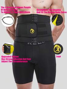 1pc Adjustable Waist Trainer Belt For Men, Fitness Waist Trimmer Sweat Belt - Black - View 4