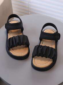 1 Pair Summer Casual Sandals, Made Of Quality Materials, With Edging Design, Soft And Lightweight Sole, Specially Suitable For Toddlers Learning To Walk, Outdoor Play, Versatile Occasions - Black - View 3