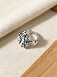1pc Simple Unique 925 Hot Selling Sterling Silver Mariposa Ring Virgin Mary Ring Princess Crown Ring Dog Paw Print Ring Light Cable Chain Bohemian Style High-End Light Luxury DIY Pendant Women Fine Jewelry Valentine's Day Gifts - Virgin Mary Ring - 查看 2