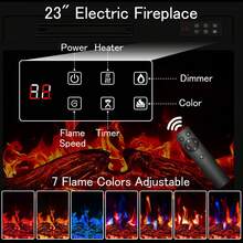 43" Electric Fireplace With Mantel,   Faux 23" Fireplace Insert For Living Room With Remote Control, Wooden Black Electric Fireplace Surround With MantelAdjustment 3D Led Flame - 查看 3