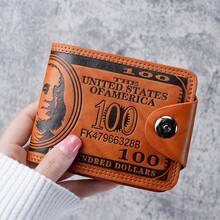 1pc Fashion Dollar Sign Design Men's Short Wallet, PU Leather Card Holder With Safety Buckle, Lightweight And Portable For Daily Commute, Business Travel And Weekend Outings, Ideal Gift For Boyfriend Or Father - Multicolor - View 2