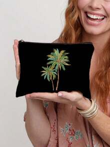 Borsa cosmetica riutilizzabile con stampa di palme di cocco, leggera, con cerniera per il trucco e gli accessori da toeletta, pratica pochette portamonete, borsa da toeletta con stampa di gelsi, accessorio da viaggio, adatta per lo shopping, regalo ideale per Pasqua, Festa della Mamma, Festa dell'Indipendenza, Matrimonio, Laurea - Multicolore - Visualizzare 13