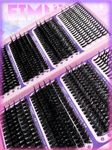 Eimny 760pcs Spikes+60D+80D+100D Large Capacity Eyelash Book 3D Super Fluffy Soft Comfortable High-Quality DIY Eyelash Clusters Russian Lash Extensions Kit Spikes Lash Individuals 3D Volume Eyelash Clusters D-Curly Lash Clusters Kit 10-18MM DIY Eyelash Extensions,7 Styles Lash Clusters Spike Lashes Individual Lash Clusters At Home - 彩色 - 查看 9