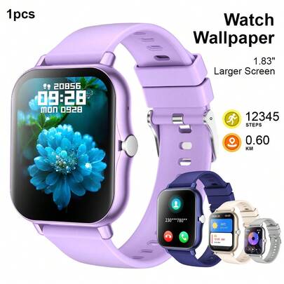 1.83" Full Screen Touch Smart Watch, Gender-Friendly Design, Supports Wireless Call Function, Comfortable & Breathable Silicone Strap; Notification Function, Remote Photo/Music Playback, Sports Tracking & Fitness Features, Multiple Sport Modes