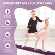 COSTWAY 270CM Folding Balance Beam With Solid Wood Base And Anti-Slip Bottom, Purple - Purple - View 9