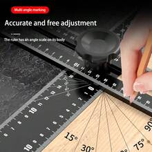 ไม้บรรทัดวัดมุมอเนกประสงค์, ไม้บรรทัดรูปตัว T, ไม้บรรทัดกำหนดตำแหน่งเจาะ 2-in-1, เครื่องมือสำหรับงานไม้, ไม้บรรทัดสี่เหลี่ยมแบบเต็มฟังก์ชัน - มัลติคัลเลอร์ - ดู 6