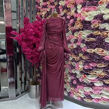 Autumn New Women's French Style Ruched Waist Green Irregular Long Dress - Xanh lá nhạt - Xem 8