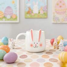1 pieza Taza de cerámica con forma de conejo de 250ml, diseño de conejo de dibujos animados con orejas amarillas y rosas, taza de alta calidad para desayuno, café o leche, para el hogar y la oficina, estilo primaveral encantador - Copa de conejo de orejas rosas - Ver 11