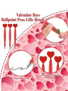 6/10Pcs Heart-Shaped Ballpoint Pen, 1.0mm Black Ink, Perfect As A Valentine's Day Gift Or Wedding Gift, Back To School, School Supplies, Office Supplies. - A - View 3