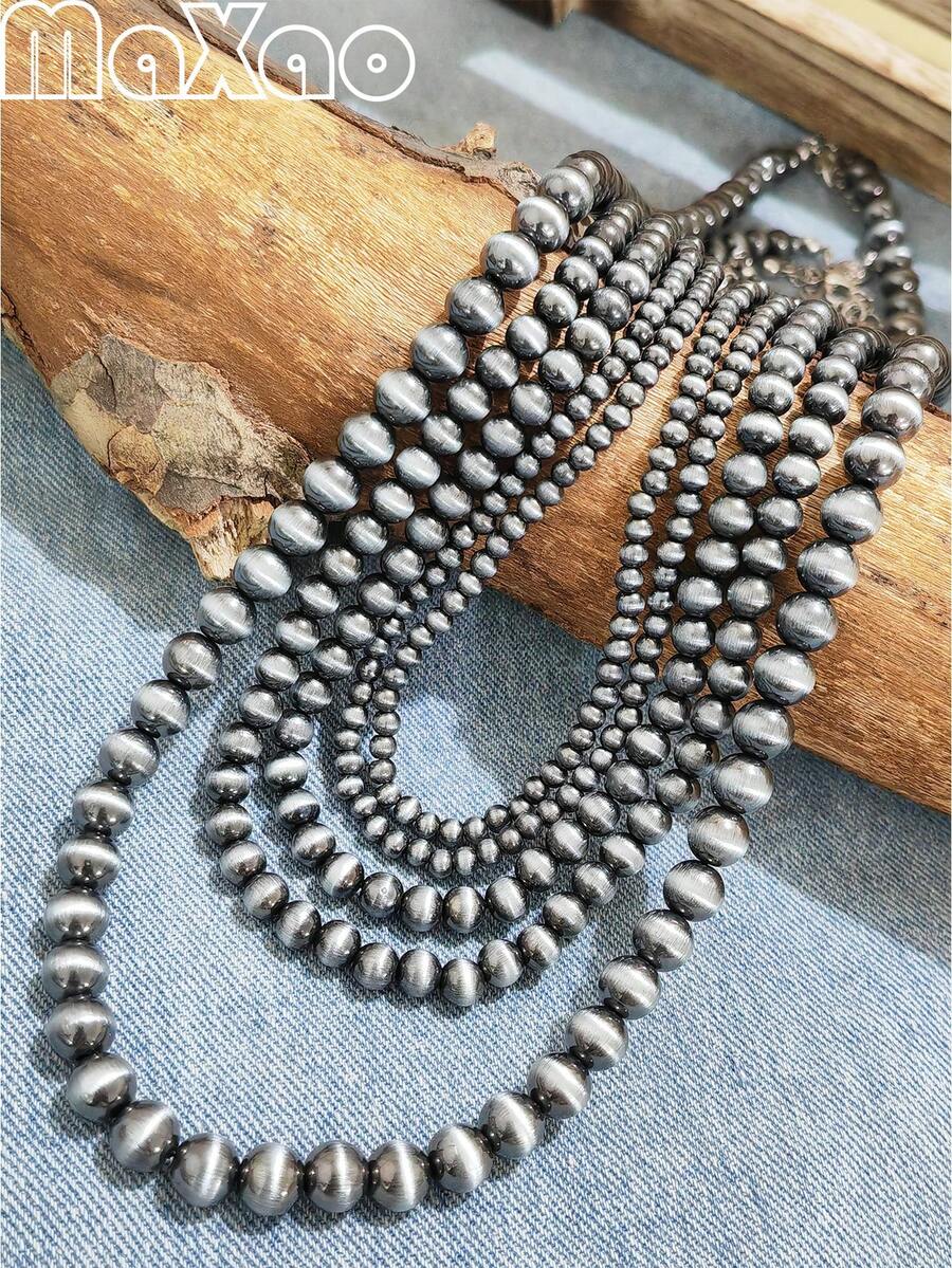 高品质手工珍珠项链，复古波西米亚西部风格，适合女性佩戴，可叠戴，不易褪色，适合休闲外出或聚会，现在就购买，为您的珠宝柜增添光彩吧！