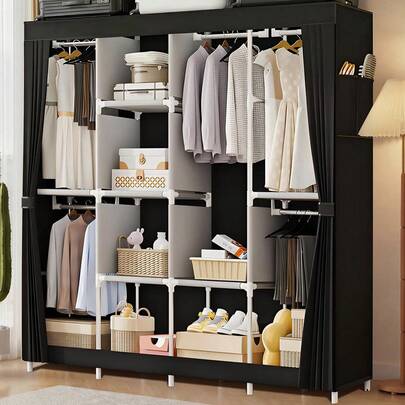 StyleTribe Grande (4 columnas) / Mediano (3 columnas) / Pequeño (2 columnas) de Armario Organizador, Closet Armable con Tela Repelente al Polvo, Estructura Resistente y de Alta Calidad - Diseño Práctico y Estético para una Organización Eficiente del Hogar - Clóset Modular Armable con Tela Resistente y Antipolvo - Almacenamiento Práctico y Elegante para Ropa y Accesorios, Fabricado con Materiales de Alta Durabilidad, Para Habitación