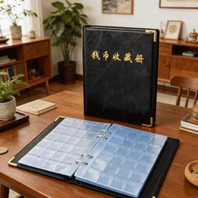 Sách đựng 480 đồng xu, album sưu tập đồng xu kỷ niệm, tập đựng đồng xu nhiều màu, bìa trống.