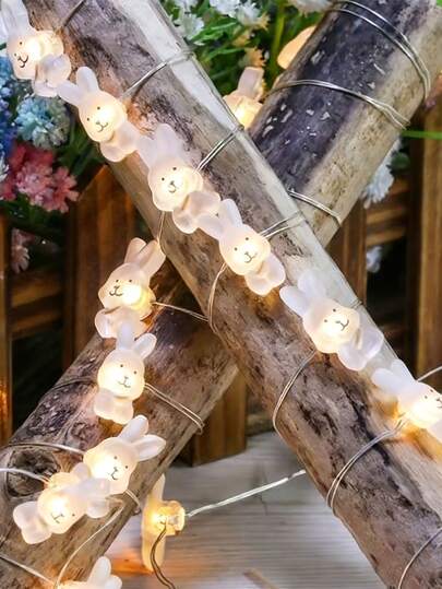 1pc 2/3m, 20/30LED Rabbit Copper Wire Light String, Battery Powered, Easter Indoor Decoration, Holiday Atmosphere Light, Baby Room Decoration Light String, Children's Bedroom Bedside Atmosphere Light, Desktop Decoration Light, Used For Indoor, Bedroom, Living Room, Room, Office, Suitable For Valentine's Day, Easter, New Year, Christmas Tree, Party, Birthday Holiday Atmosphere Decoration Light, Children's Room Decoration Light, Baby Room Decoration, Perfect Easter Gift