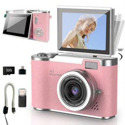 2.4英寸 800mAh 高清屏幕 4500万像素 可旋转屏幕 便携式数码相机、摄像机、学生数码相机