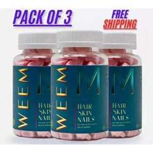 HHYD-WEEM Hair Skin And Nails Gummies, Vegan Biotin Vitamins, Healthy Hair- Pack Of 1 - 1 - 查看 5