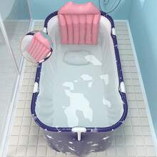Bathtub Folding Portable Bath Tub Adult Warm Home Spa Soaking Barrel PVC - Blue - View 11
