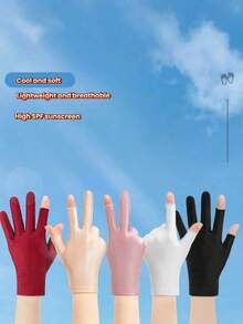 Ice Silk Two-Finger Women's Sun Protection Gloves, UV Protection, Thin Breathable Non-Stuffy, Touchscreen Compatible, Anti-Slip, For Driving, Cycling, Outdoor Fishing, Summer Cooling Hand Protection - Multicolor - View 4