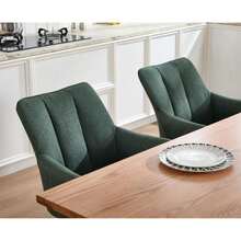 Chairus Set Of 2 360° Swivel Linen Chairs For Kitchen Or Office - Green - View 6