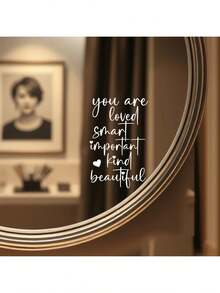 1pc You Are Loved Mirror Decal Inspirational Self-Love Vinyl Sticker Positive Affirmation Wall Art For Bedroom Bathroom Vanity Removable Waterproof Motivational Quote Decor Bedroom Decor Stickers Home Decor Living Room Wall Paper Wall Stickers Party Decorations Living Room Decor Office Decor Home Decor Items Personalised Stickers Mirror Wall Wall Decor Wall Mirror Mirror For Room Bathroom Decor - Multicolor - View 4