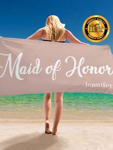 Maid Of Honor Custom Name Beach Towel, PerS1onalized Maid Of Honor Name Beach Towel Gift For Bride Tribe Bachelorette TR1ip Wedding NewlywedsThis Super Absorbent Bath Towel Is Perfect For The Bathroom, Swimming, Fitness, And Yoga.  Made Of Soft And Comfortable Microfiber, It's Lightweight And Easy To Carry, And Offers Protection Against Wind, Sun, And Sand. Ideal For Summer Travel And Vacations, It Can Also Be Used For Bathroom Decoration. - 圖片色 - 查看 1