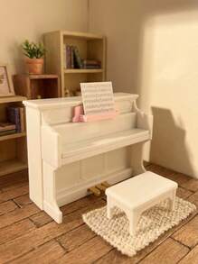 POKOJA LAND 1:12 娃娃屋场景迷你钢琴模型，迷你钢琴乐器玩具，配有椅子、乐谱、脚踏板、可开合的活动面板，ABS塑料材质，可DIY装饰，迷你玩具食物，迷你物件，非常可爱，品质优良，毕业礼物，玩具，1/12 娃娃屋配件 - 彩色 - 查看 3