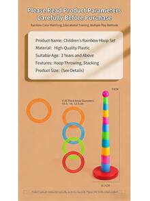 10-Layer Kids Throwing Ring Toss Game, Thickened Waterproof Rings, Sturdy Weighted Base, Stacking Ring Toss Toy, Parent-Child Interactive Gift - Multicolor - View 13