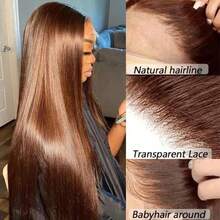 Straight Wigs Human Blended Hair 13x6 13x4 5x5Lace Front Wigs Human Blended Hair Pre Plucked 200 Density HD Lace Frontal Wigs Human Blended Hair For Women Glueless Wigs Human Blended Hair Natural Black 28 Inch - Brown - View 9
