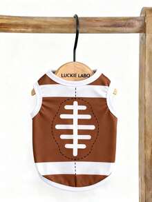 LUCKIE LABO 2 piezas Chaleco con estampado de balón de temporada GAME DAY, adecuado para perros pequeños tipo Chihuahua, chaleco con forro transpirable para reducir el pelo, chaleco deportivo para interior/exterior para gatos y perros - Ver 4