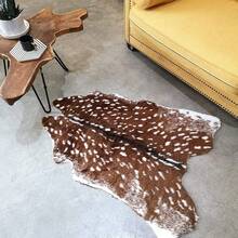 Faux Cowhide Area Rug, Sika Deer Printed Hide Rug Animal Print Rug Faux Fur Area Rugs Carpet For Home Office Livingroom Bedroom - SikaDeerPrint-41.5X35.5in - View 5