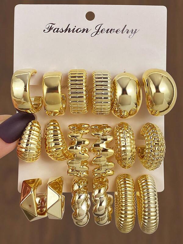 18 قطعة/مجموعة من أقراط المعدن المتعدد العناصر لإكسسوارات المرأة، هدية للزينة اليومية