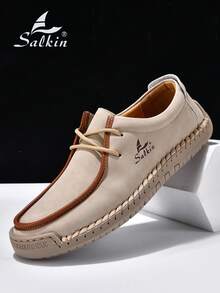 Salkin 新款时尚设计师女士休闲鞋，现代生活，触手可及的奢华。手工运动鞋、系带乐福鞋，轻便透气，柔软舒适，防滑耐磨，仿麂皮材质，适合户外、连衣裙、牛仔裤等各种场合，中年、年轻、学生日常穿着皆宜，春夏秋季皆可穿着，也是馈赠佳品。 - 米色 - 查看 9