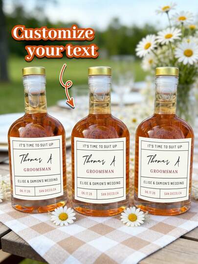 10pcs Personalized Groomsman Whiskey Label, Custom Name & Date Bottle Sticker, Will You Be My Groomsman Proposal Gift, Wedding Party Alcohol Label, Best Man Groomsmen Gift, Bachelor Party Keepsake