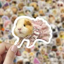100张豚鼠贴纸，逼真风格老鼠花枝老鼠绘画贴纸，可爱宠物水杯手机桌面DIY贴纸，办公贴纸，文件印章，办公用品贴纸 - 多色 - 查看 2