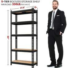 Storage Shelves, 5 Tier Heavy Duty Adjustable Metal Shelving Unit, Industrial Utility Rack For Garage Warehouse Pantry Closet (27.5 W X 12 D X 60 H Inches, Black) - màu đen - Xem 3