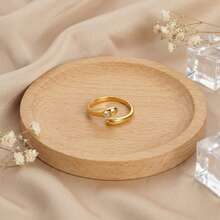 1枚锆石蛇形水滴方形戒指，适合女士日常佩戴 - 不銹鋼戒指 - 查看 9