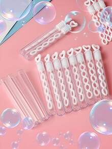 60支白色心形五孔泡泡棒，不含泡泡液，派对礼品，节日聚会用品，派对礼物，助兴道具，手动吹泡泡玩具，12/36/48/60支装 - 彩色 - 查看 6