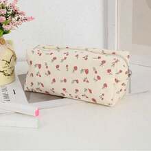 Rustic Floral Cosmetic Bag Organizer, Zipper Pen Pouch & Coin Purse - Multi-Use Travel Toiletry Bag - Multicolor - View 7