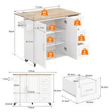 Mobile Storage Islands - White + MDF + European - View 2