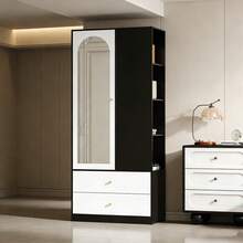 Bedroom Armoires - White+Black + Particle Board - View 1
