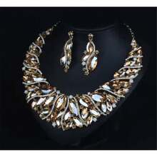 奢华蓝绿黄三色水晶项链耳环套装，时尚婚礼颈链吊坠，粗链金色情人节女士十字架夏季牛仔西部绿松石狂欢节吊坠复古串珠链波西米亚风 - 多色 - 查看 10