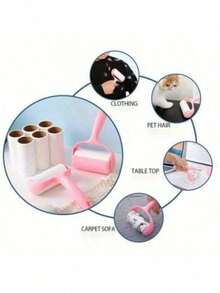 1pc Handle + 1 Replacement Roller, Velvet Brush, Hand-Tear Roller Brush, Velvet Brush Hair Remover, Clothes Hair Remover, Suitable For Clothing, Carpet - Multicolor - View 7