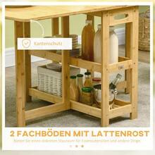 Folding Dining Table, Kitchen Table With Storage, Adjustable Legs, Bamboo, Natural Wood, 149.5 X 80 X 73.5 Cm - Mustard Yellow - View 6