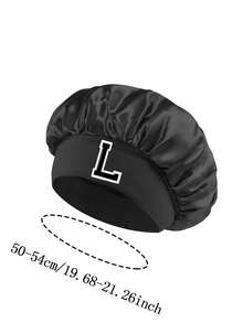 1 Pc A-Z Letter Hats Kids' Bonnet Hat Set Elastic & Printed & Comfortable Headwear Sleeping Cap - Black - View 9