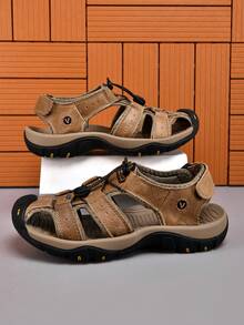 Men's Soft Bottom Outdoor Sandals, Summer Closed Toe Beach Shoes, Breathable Water Shoes - Khaki - View 5