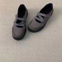 Square Toe Retro Black Shallow Ballet Style Mary Jane Shoes Women Spring 2026 New Casual Leather Shoes - Xám - Xem 7