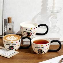 可爱动物图案长耳柄陶瓷马克杯，高品质治愈系咖啡/牛奶杯，大容量办公/家用水杯，独特可爱礼物 - 彩色 - 查看 12