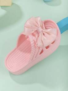 Girls' Sandals New Fashionable Cute Bow Princess Shoes Versatile Comfortable Beach Slippers - Pink - View 8