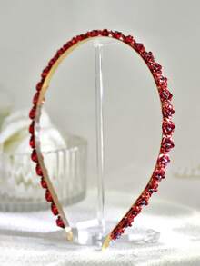 1pc Red Fashion Rose Flower Headband, Charming Bridal Wedding Party Accessory, Suitable For Party, Gathering, Date, Holiday Outfit - Red - View 6