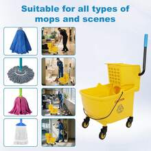 GCCSJ Pedal Mop Bucket, Commercial Mop Bucket With Drain, 35 Quarts, Yellow. Includes One Commercial Mop And An Extra Mop Cloth For Efficient Cleaning Of School, Office, And Hospital Floors (Yellow, 1 Bucket + 1 Mop).Pedal Mop Bucket, - B - View 9